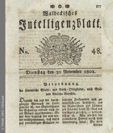 No. 48, Dienstag den 30 November 1802