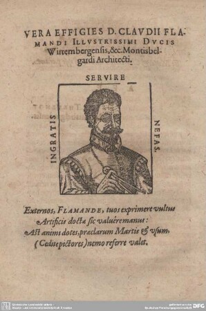 VERA EFFIGIES D. CLAUDII FLAMANDI ILLUSTRISSIMI DUCIS Wirtembergensis etc. Montisbalgradi Architecti.