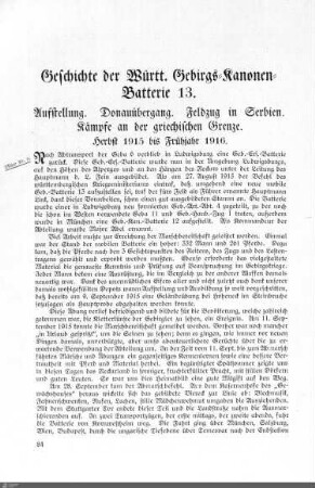 Geschichte der Württ. Gebirgs-Kanonen-Batterie 13.