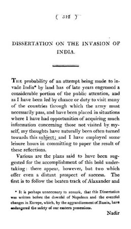 Dissertation on the Invasion of India