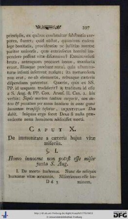 Caput X. De immunitate a caeteris hujus vitae miseriis.