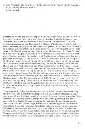 Das "Kasseler Modell" der integrierten Studiengänge - von innen betrachtet