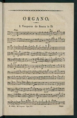1-14, Organo. I. Vesperae de Beata in D. - III. Vesperae de Dominica et Festo in D.