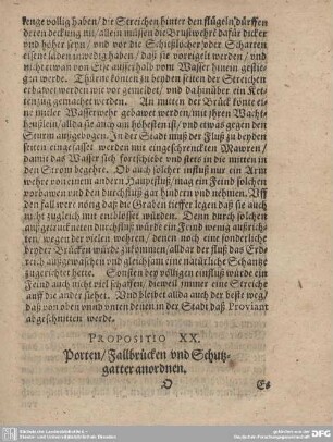 Propositio XX. Porten/ Fallbrücken und Schutzgatter anordnen.