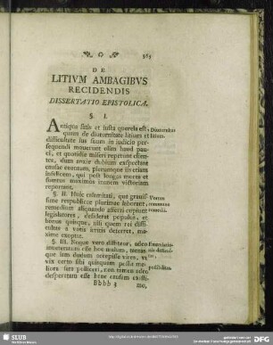 De Litium Ambagibus Recidendis Dissertatio Epistolica