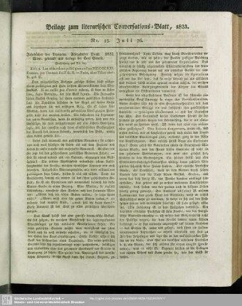 Beilage zum literarischen Conversations-Blatt, 1823. Nr. 15. Juli 26.