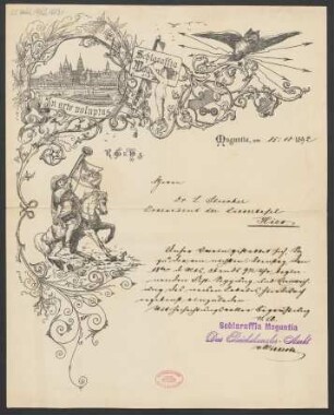 Brief an Ludwig Strecker , Mainzer Liedertafel und Damengesangverein : 15.10.1892