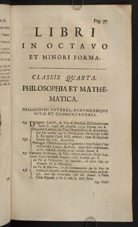 77-96, Classis Quarta. Philosophia et Mathematica - Classis Quinta. Artes