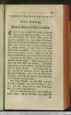 Neunte Abtheilung. Vom Tadeln und Verleumden