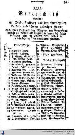 Verzeichniß sämmtlicher zur Stadt Freiburg ... gehörigen Häuser