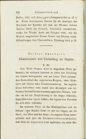 Dritter Abschnitt. Charakteristik und Eintheilung der Organe.