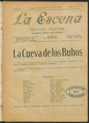 La cuevo de los buhos : pieza comico-sentimental en un acto y dos cuadros