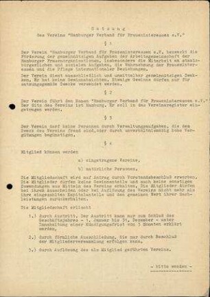 Satzung Hamburger Verband für Fraueninteressen e.V.