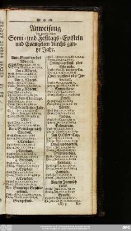 Anweisung der gewöhnlichen Sonn- und Festtags-Episteln und Evangelien durchs gantze Jahr.