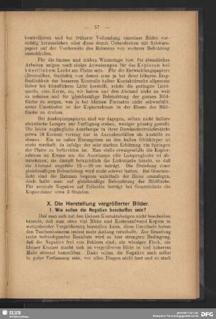 X. Die Herstellung vergrößerter Bilder