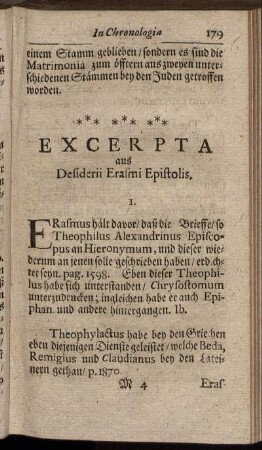 Excerpta aus Desiderii Erasmi Epistolis.