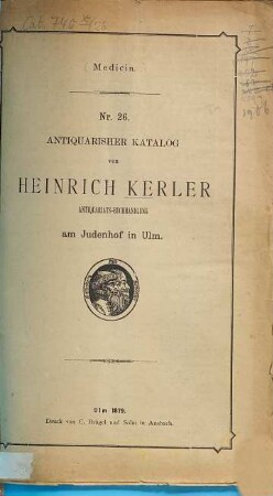 Antiquarischer Katalog von Heinrich Kerler. 26