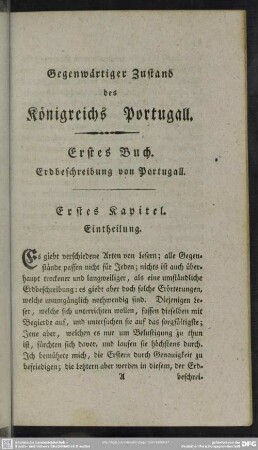 Erstes Buch. Erdbeschreibung von Portugall