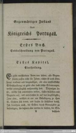 Erstes Buch. Erdbeschreibung von Portugall