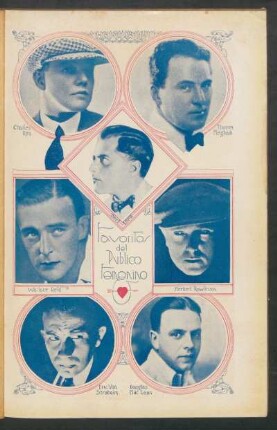 Favoritos del público femenino - [Fotografías] : Charles Ray [y] Thomas Meigham [y] Bert Litell [y] Wallace Reid [y] Herbert Rawlinson [y] Eric Von Stroheim [y] Douglas Mac Lean
