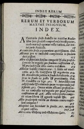 Rerum Et Verborum Maxime Insignium Index.