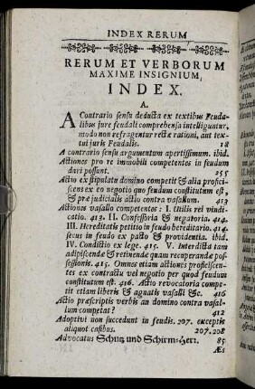 Rerum Et Verborum Maxime Insignium Index.