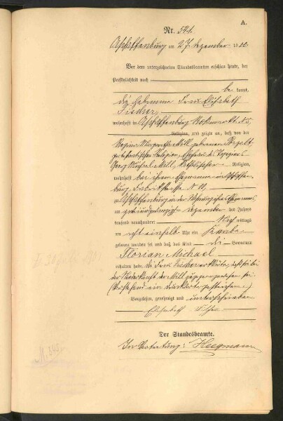 Standesamtsbuch der Stadt Aschaffenburg: Geburten 365/1900 - 184/1901