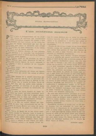 Vida femenina : Una matrona menos