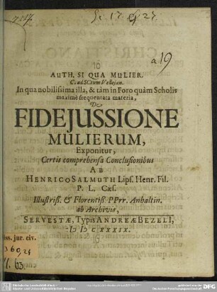 De fidejussione mulierum