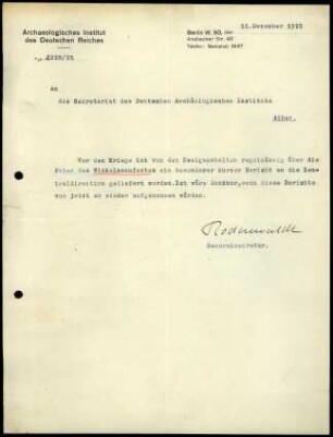 G. Rodenwaldt Sekretariat DAI Athen