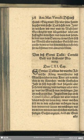 Von deß Servii Tullii, Cornelii Balli und Aristotelis Meynung. Das CXI. Cap.