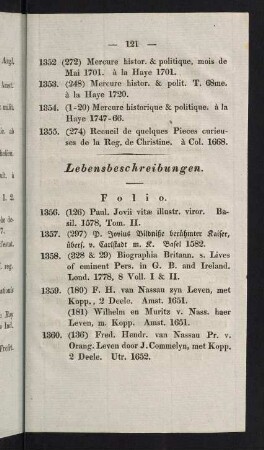 121-128, Lebensbeschreibungen