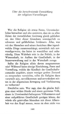 Über die fortschreitende Entwicklung der religiösen Vorstellungen