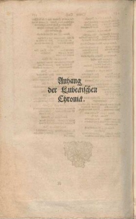 Anhang der Lubeckischen Chronick.