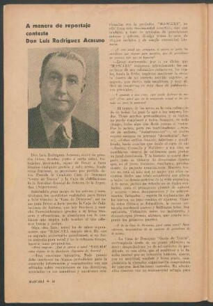A manera de reportaje contesta Don Luis Rodriguez Acasuso