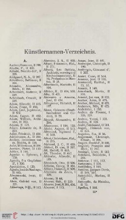 Künstlernamen-Verzeichnis