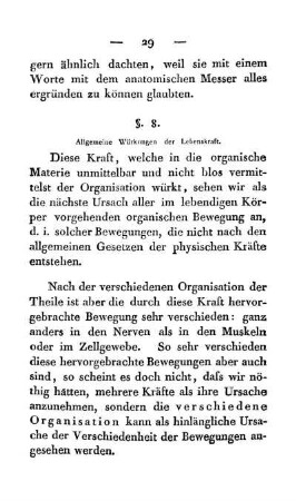 §. 8. Allgemeine Würkungen der Lebenskraft