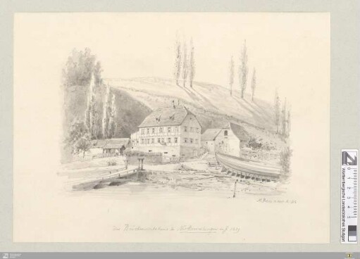 Das Brückenwirtshaus in Neckarweihingen im J. 1839 [1859]