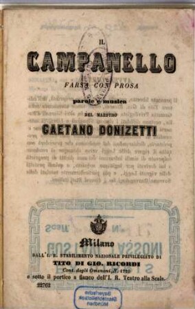 Il campanello : farsa con prosa