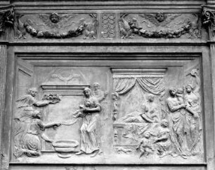 Relief mit der Darstellung der Geburt Mariens