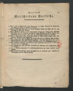 Verschiedene Vorfälle.