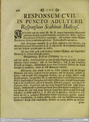 Responsum CVII. In Puncto Adulterii
