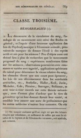 Classe troisième. Hémorrhagies