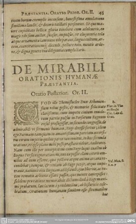 [Oratio Posterior. Or. II.] De Mirabili Orationis Humanae Praestantia