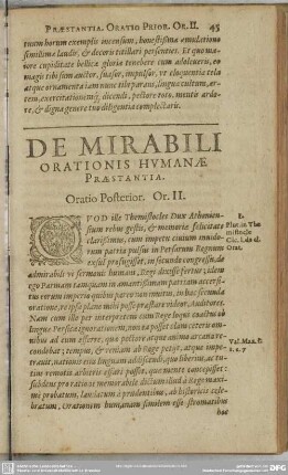 [Oratio Posterior. Or. II.] De Mirabili Orationis Humanae Praestantia