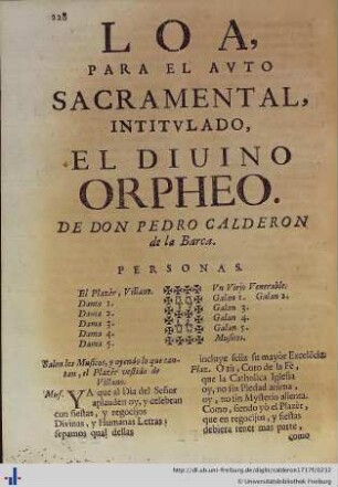 Loa para el Auto Sacramental El Divino Orfeo.