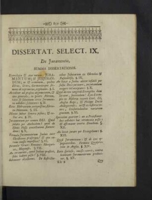 Dissertat. Select. IX. - XII.