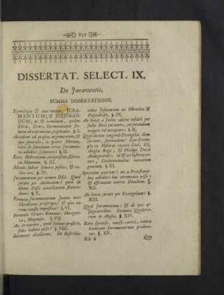 Dissertat. Select. IX. - XII.