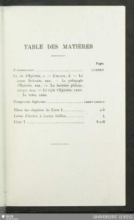 Table de matières