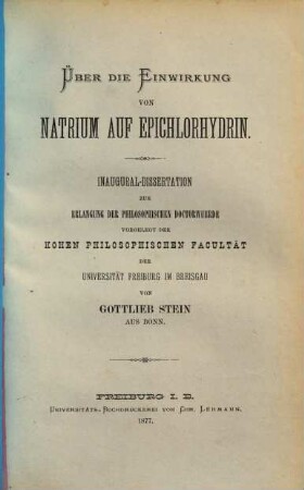 Über die Einwirkung von Natrium auf Epichlorhydrin